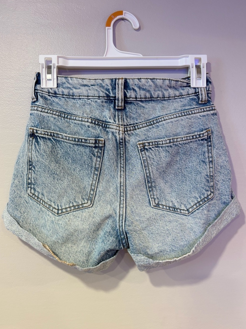 Pacsun Mom Jean Shorts Acid Wash Blue Denim Rolled Cuffed Hem Cotton Women's 24 - Picture 4 of 8